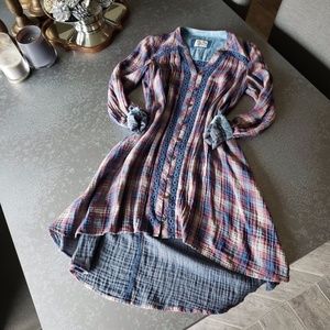 Anthropologie - Plaid Button Down Shirt Dress- XS